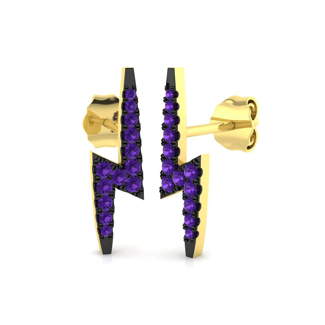 9ct Yellow Gold 0.16ct Purple Diamond Earrings