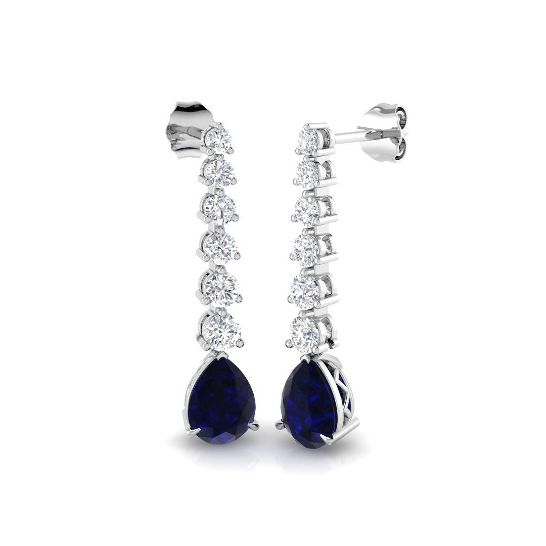 Platinum 3.25ct Blue Sapphire Earrings