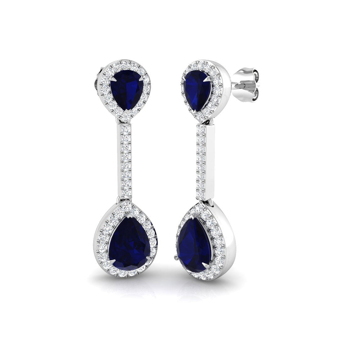 18ct White Gold 4.05ct Blue Sapphire Earrings