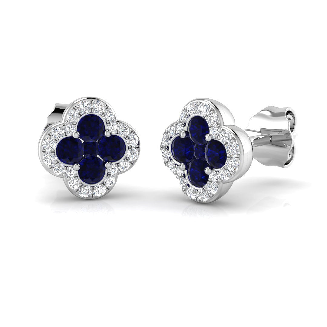 9ct White Gold 0.57ct Blue Sapphire Earrings