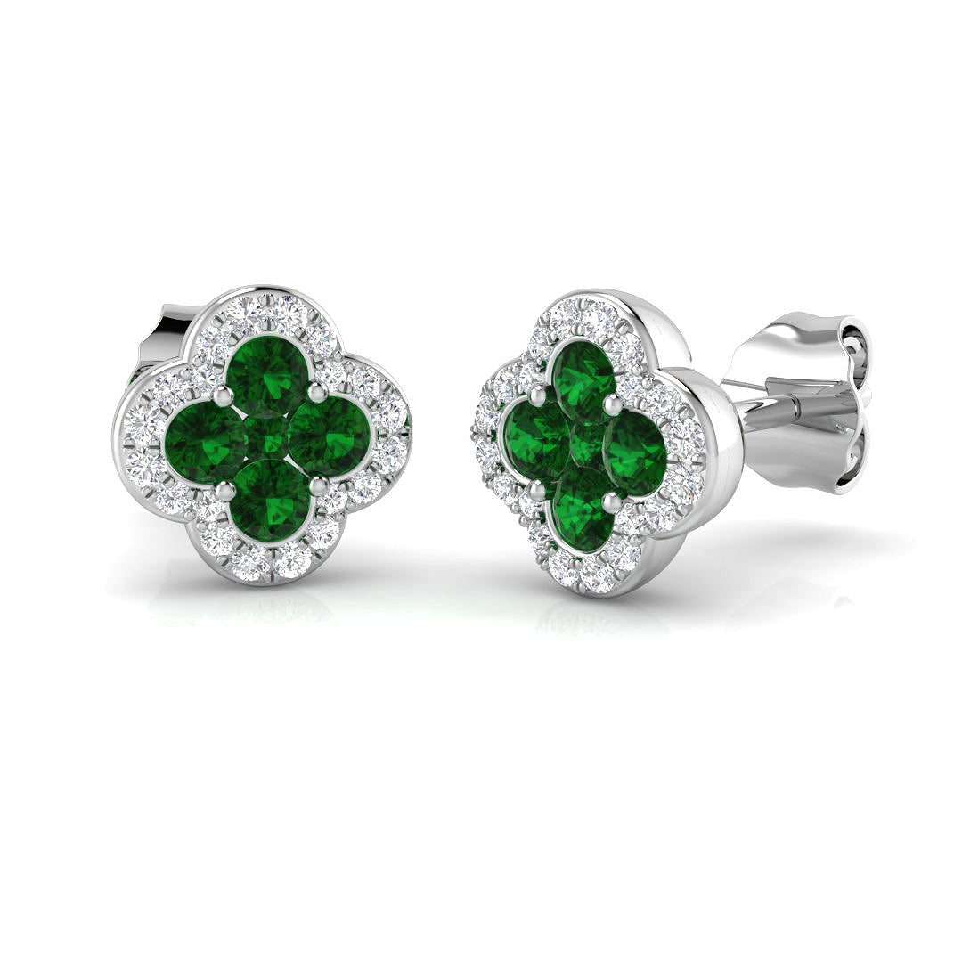 18ct White Gold 0.55ct Emerald Earrings