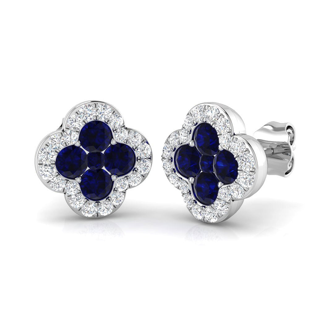 18ct White Gold 1.15ct Blue Sapphire Earrings