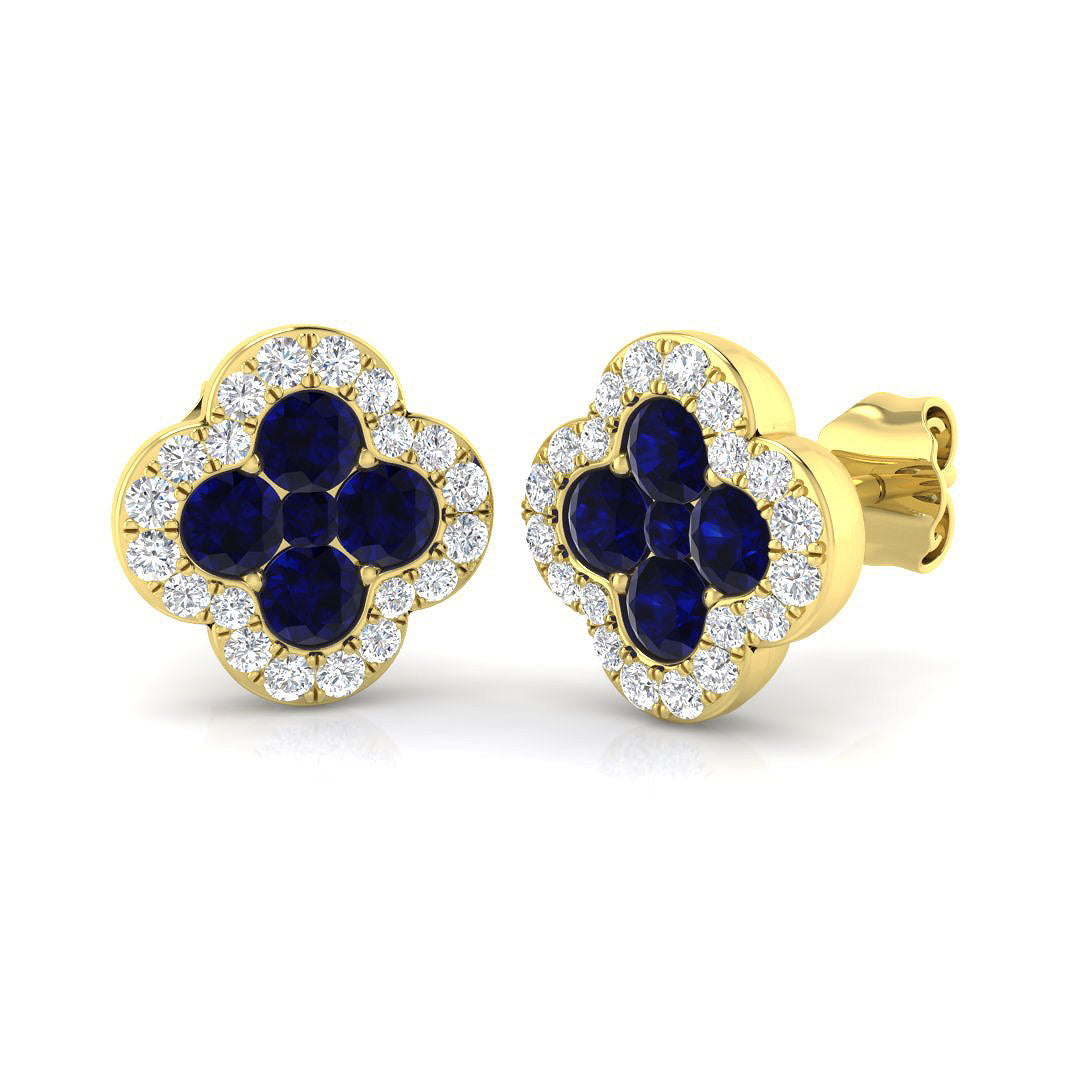 18ct Yellow Gold 1.15ct Blue Sapphire Earrings