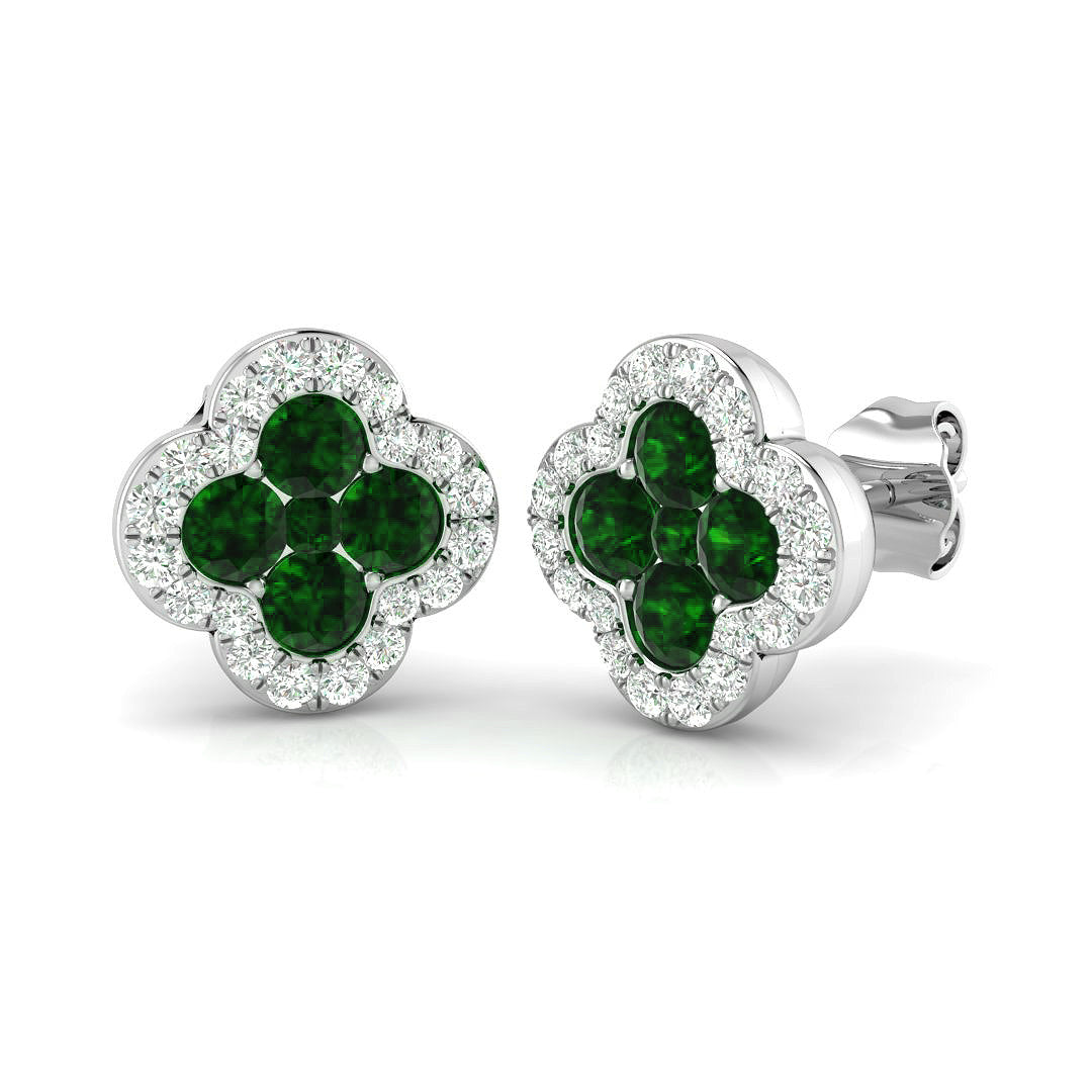18ct White Gold 1.00ct Emerald Earrings