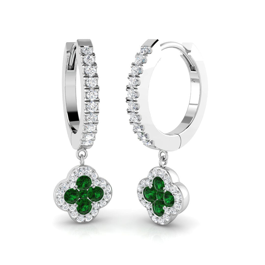 18ct White Gold 0.73ct Emerald Earrings