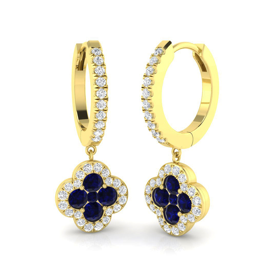 18ct Yellow Gold 1.30ct Blue Sapphire Earrings
