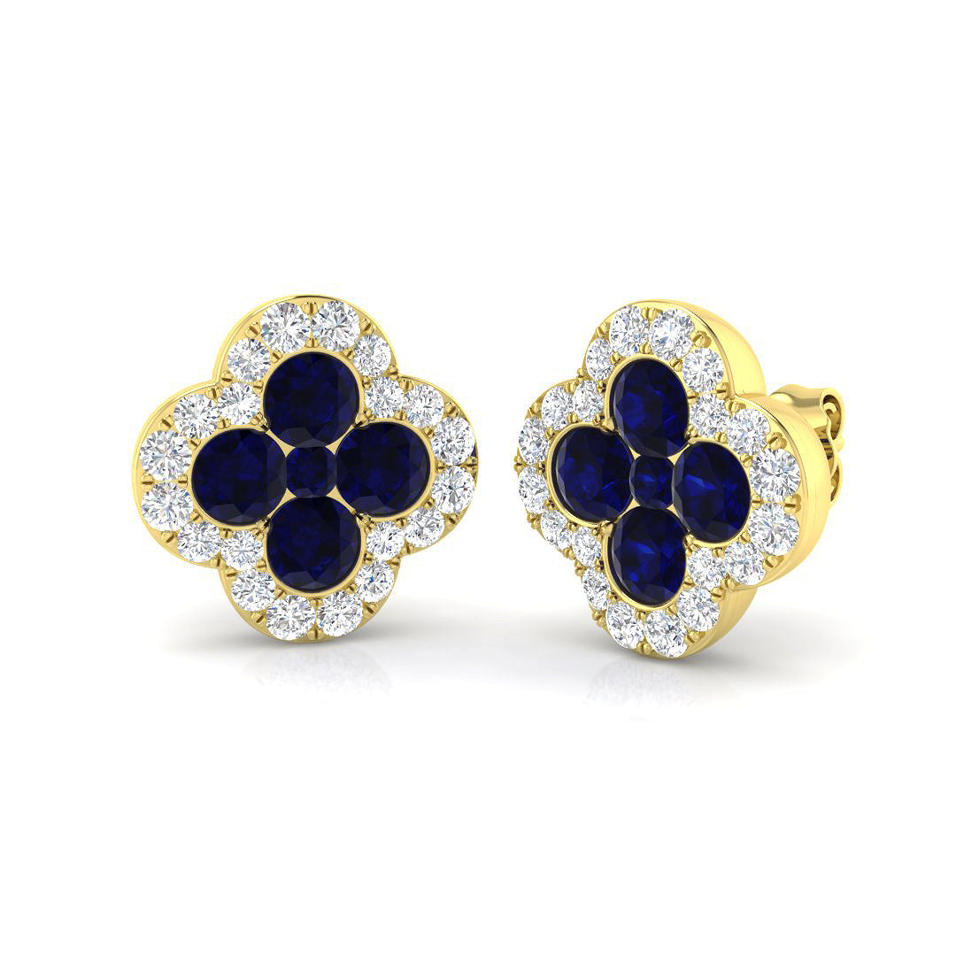 18ct Yellow Gold 2.91ct Blue Sapphire Earrings