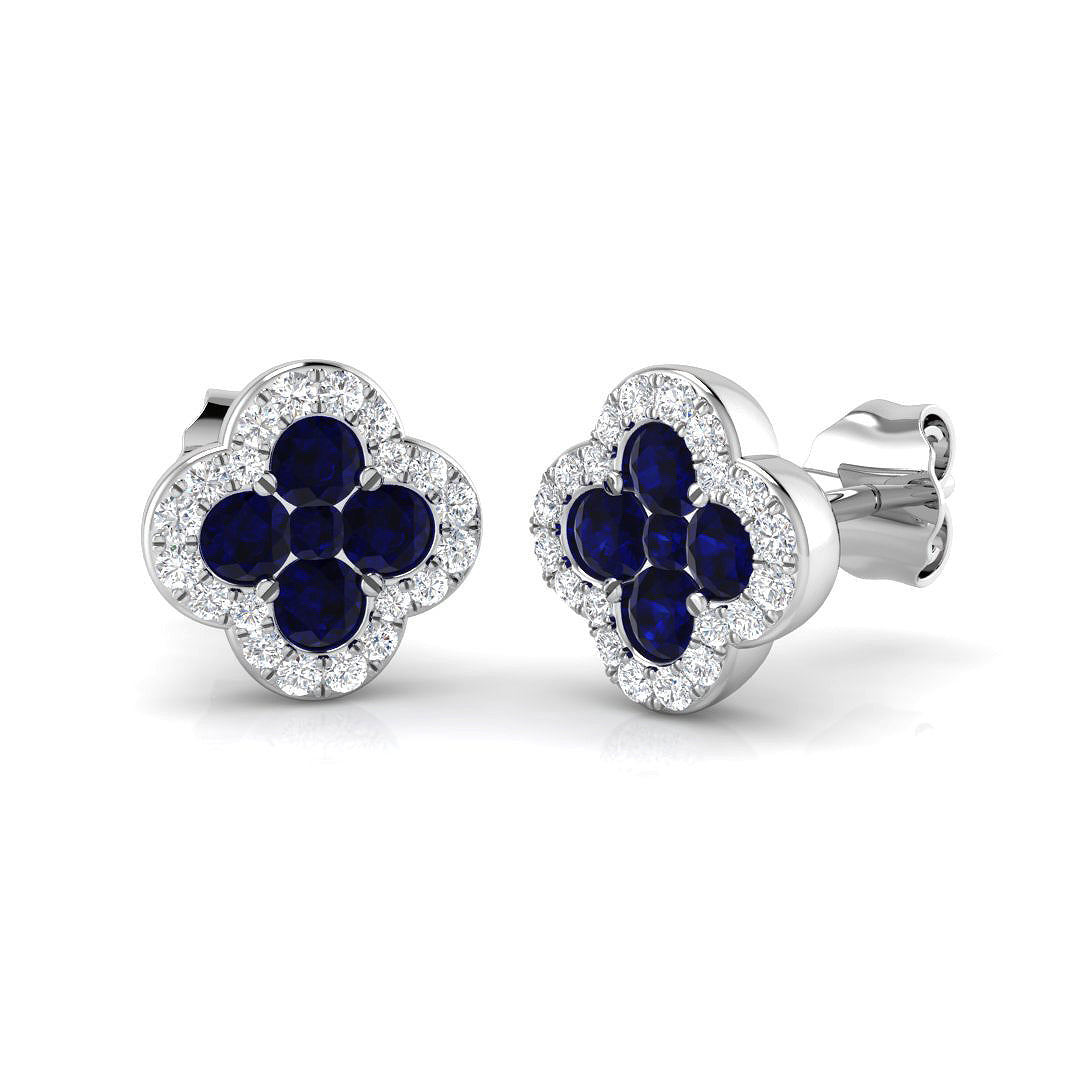 9ct White Gold 0.75ct Blue Sapphire Earrings