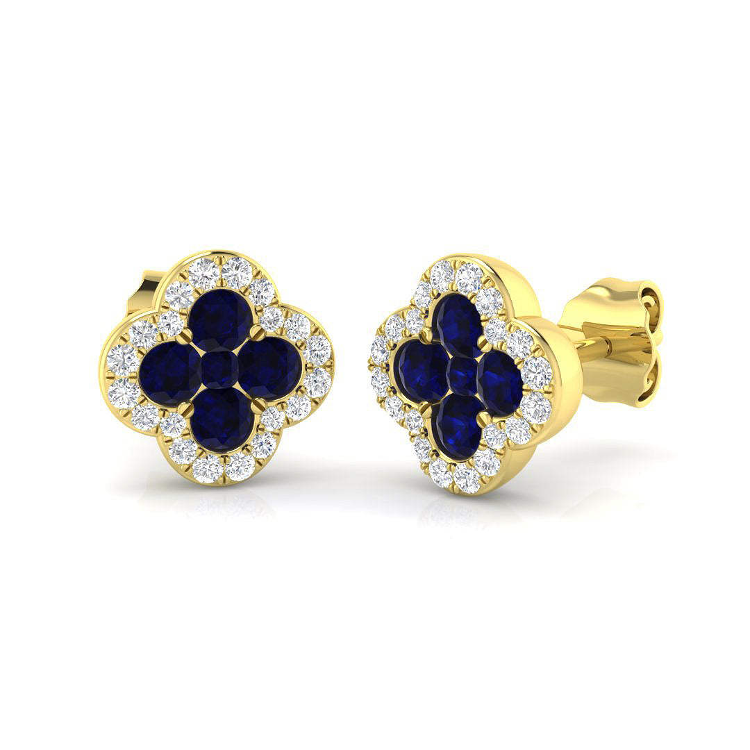 18ct Yellow Gold 0.84ct Blue Sapphire Earrings