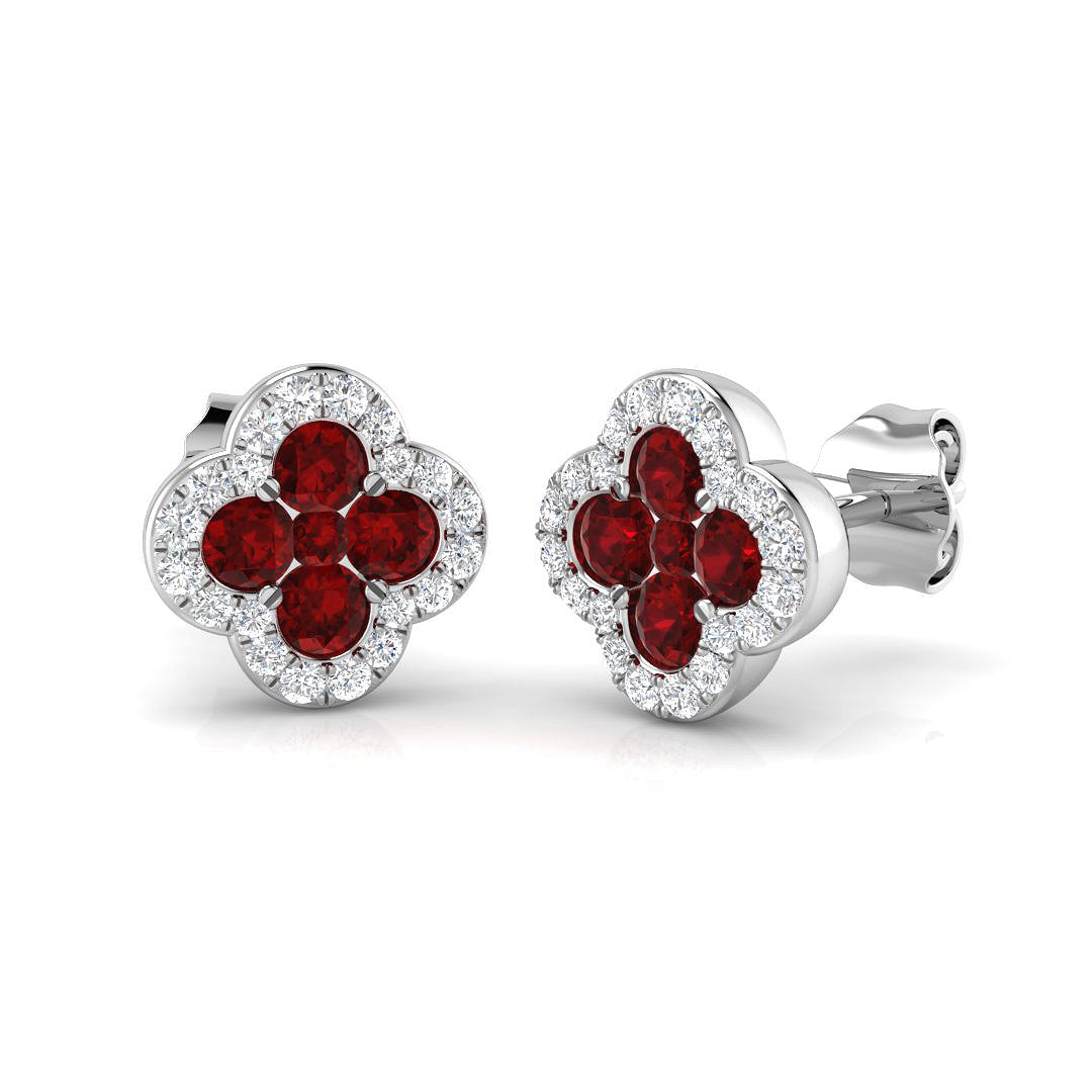 18ct White Gold 0.88ct Ruby Earrings