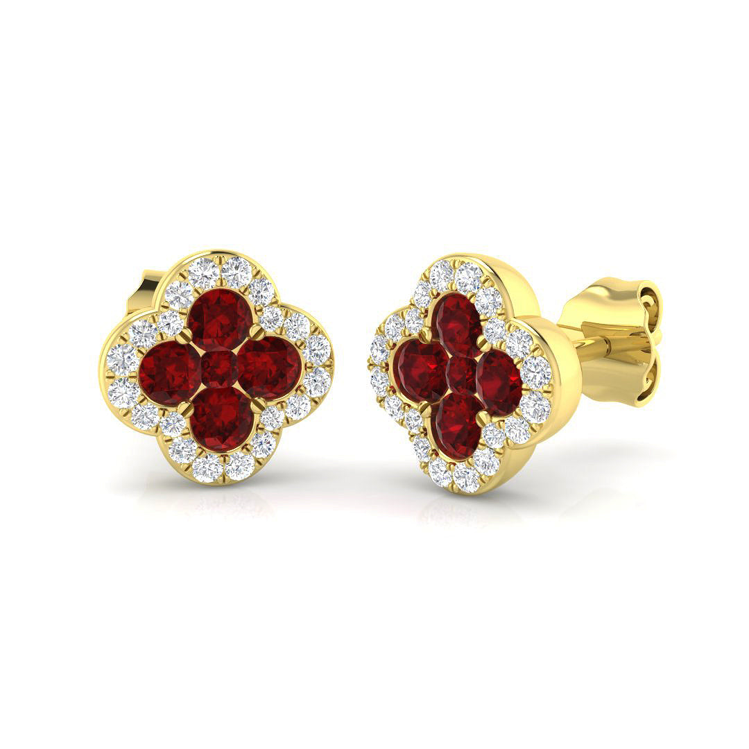 18ct Yellow Gold 0.85ct Ruby Earrings