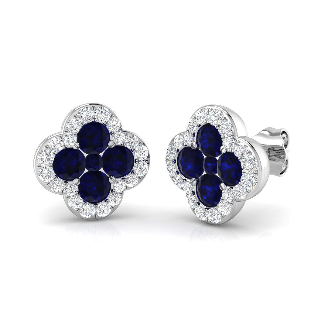 18ct White Gold 1.87ct Blue Sapphire Earrings