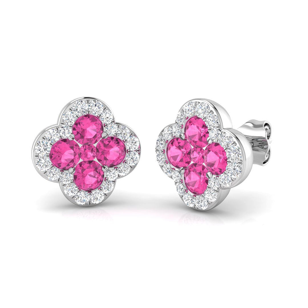 18ct White Gold 1.73ct Pink Sapphire Earrings