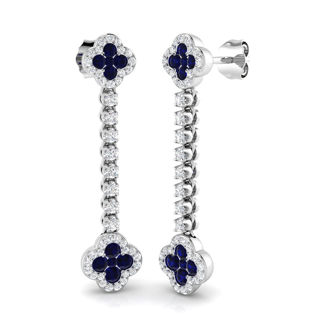18ct White Gold 1.46ct Blue Sapphire Earrings
