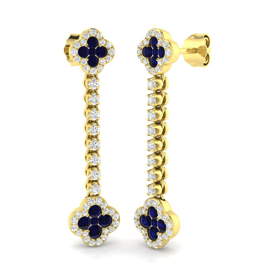 18ct Yellow Gold 1.41ct Blue Sapphire Earrings