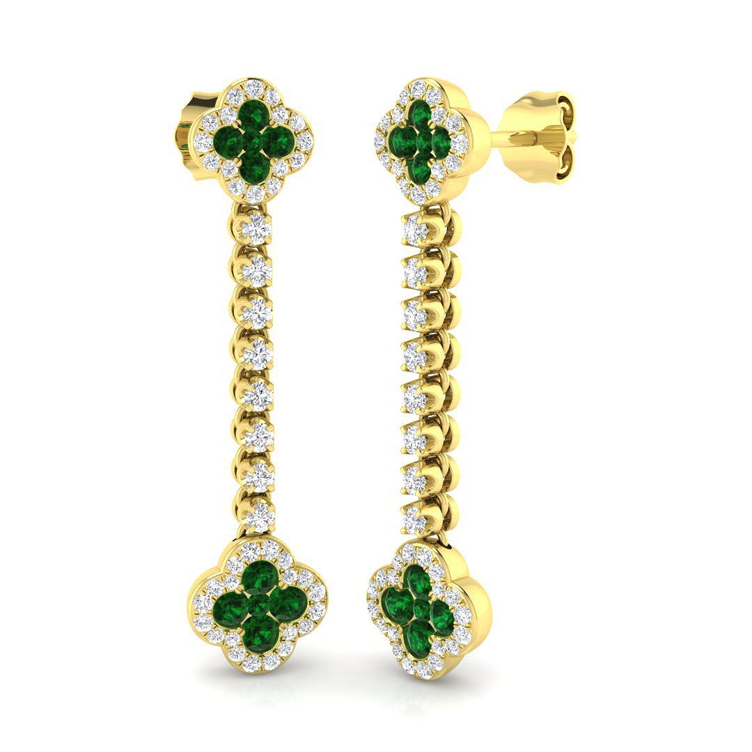 18ct Yellow Gold 0.89ct Emerald Earrings