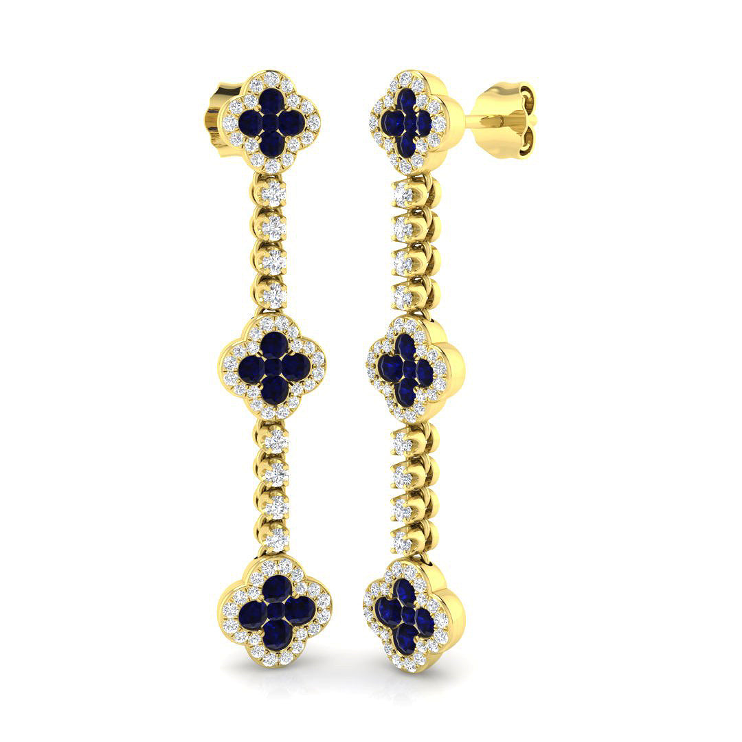 18ct Yellow Gold 1.58ct Blue Sapphire Earrings