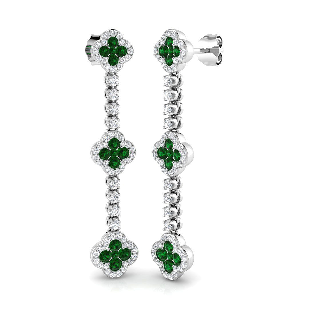 18ct White Gold 1.22ct Emerald Earrings