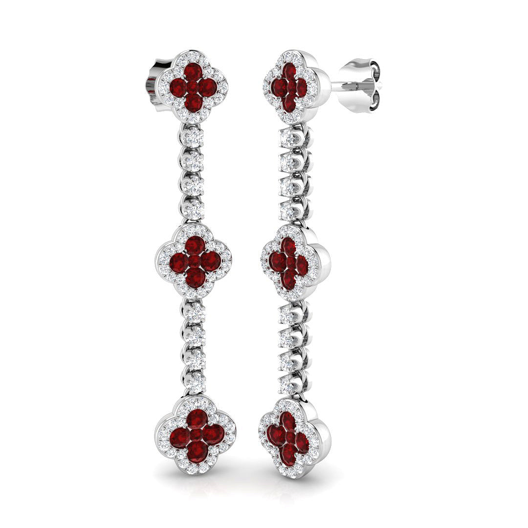 18ct White Gold 1.64ct Ruby Earrings