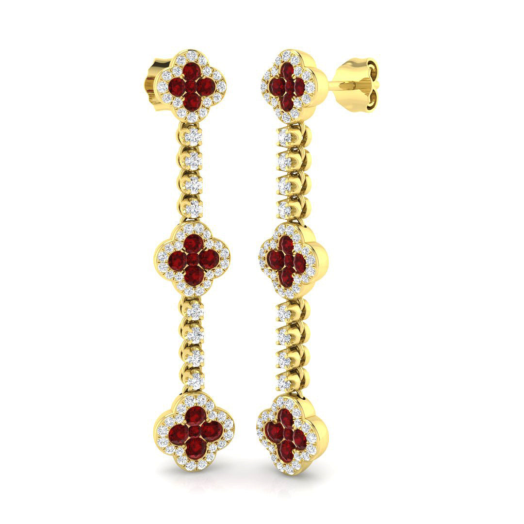 18ct Yellow Gold 1.64ct Ruby Earrings