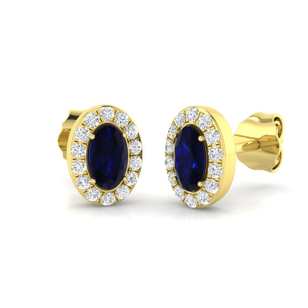 9ct Yellow Gold 0.98ct Blue Sapphire Earrings