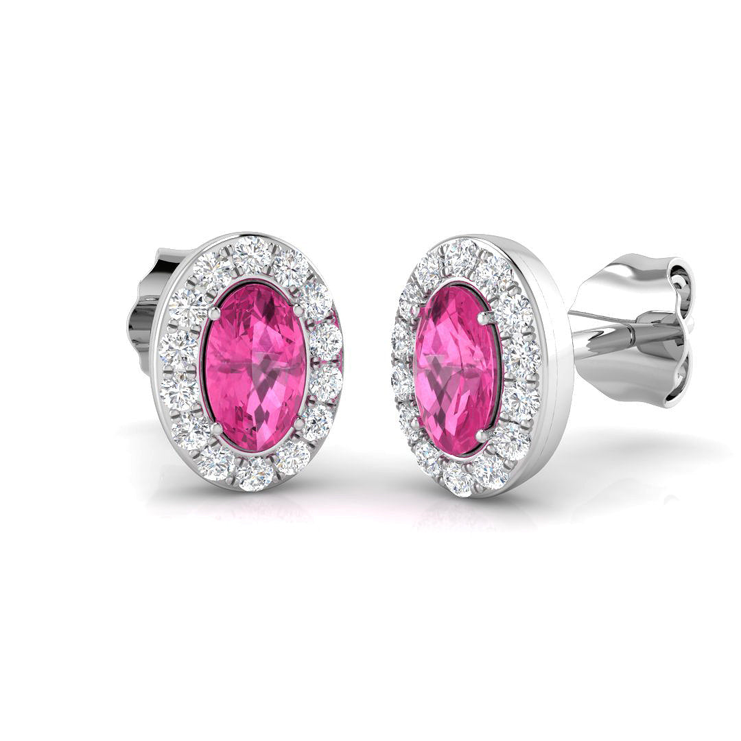 18ct White Gold 0.71ct Pink Sapphire Earrings