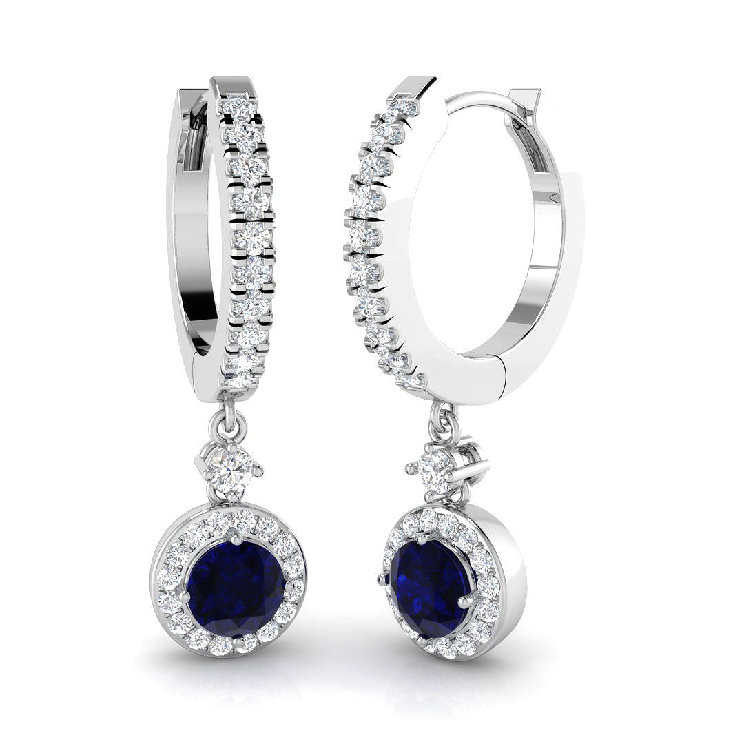 18ct White Gold 1.15ct Blue Sapphire Earrings