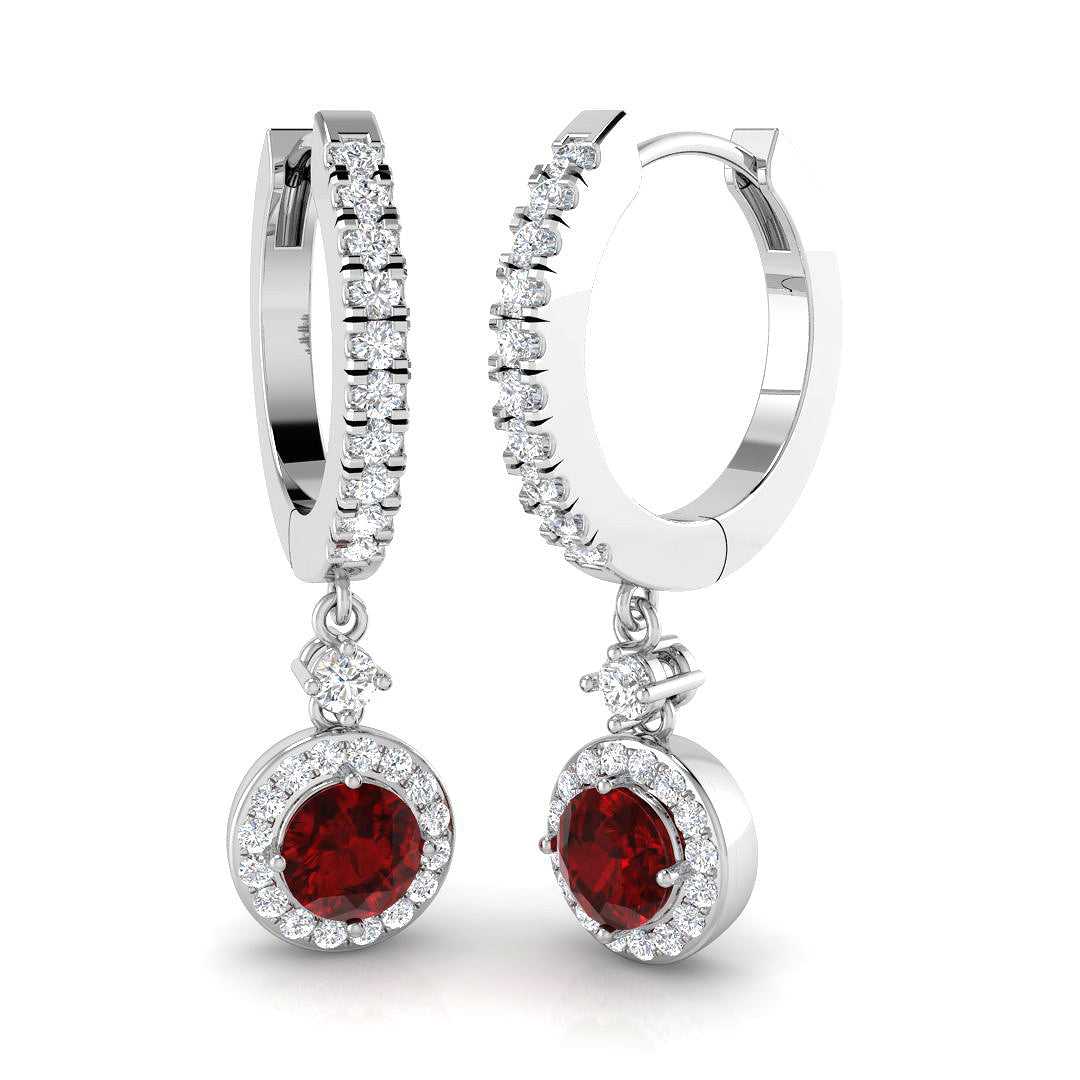 18ct White Gold 1.17ct Ruby Earrings