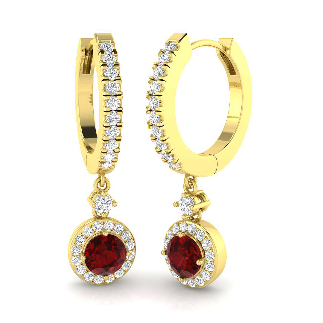 18ct Yellow Gold 1.17ct Ruby Earrings