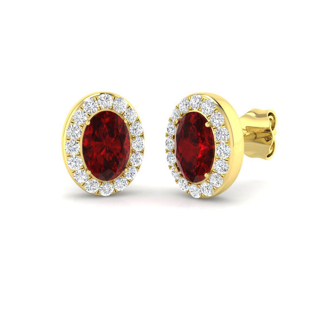 9ct Yellow Gold 1.89ct Ruby Earrings