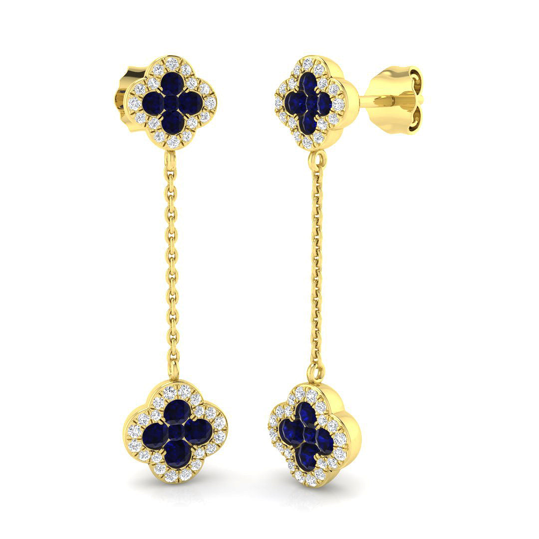 18ct Yellow Gold 0.96ct Blue Sapphire Earrings