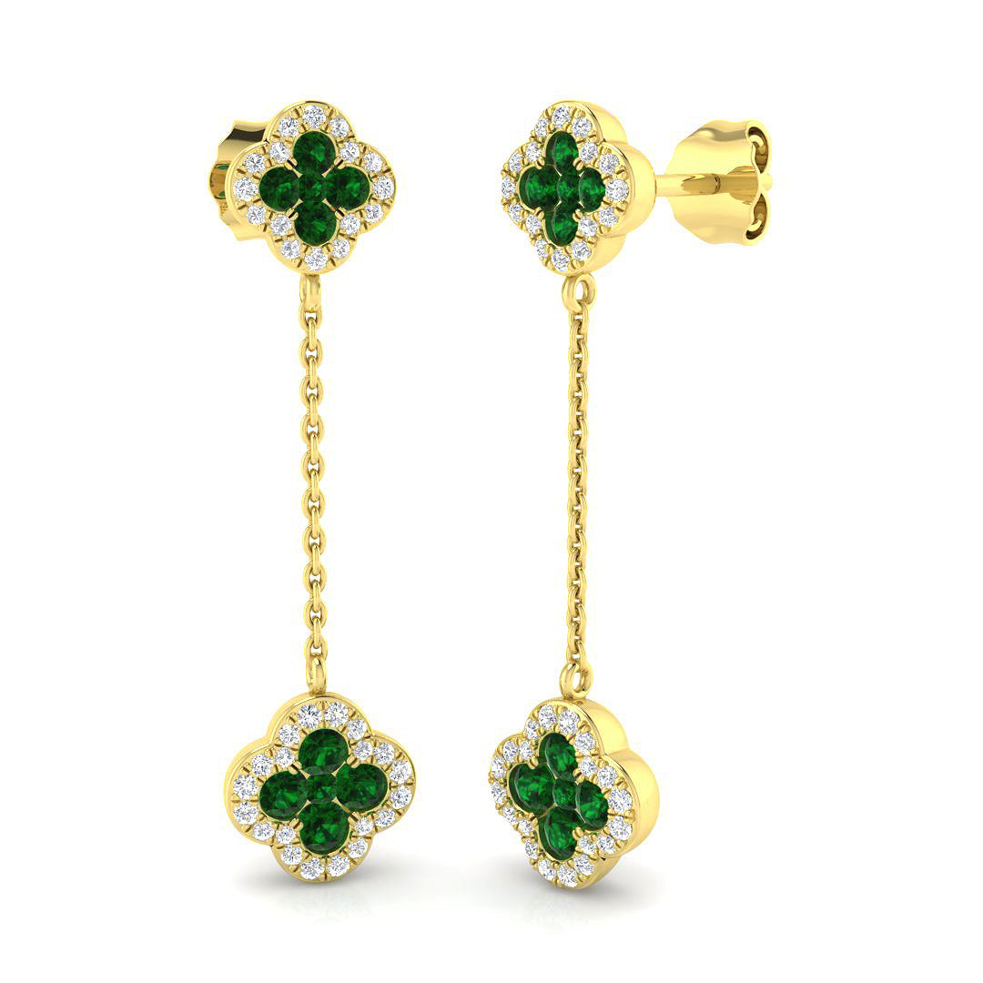18ct Yellow Gold 0.75ct Emerald Earrings