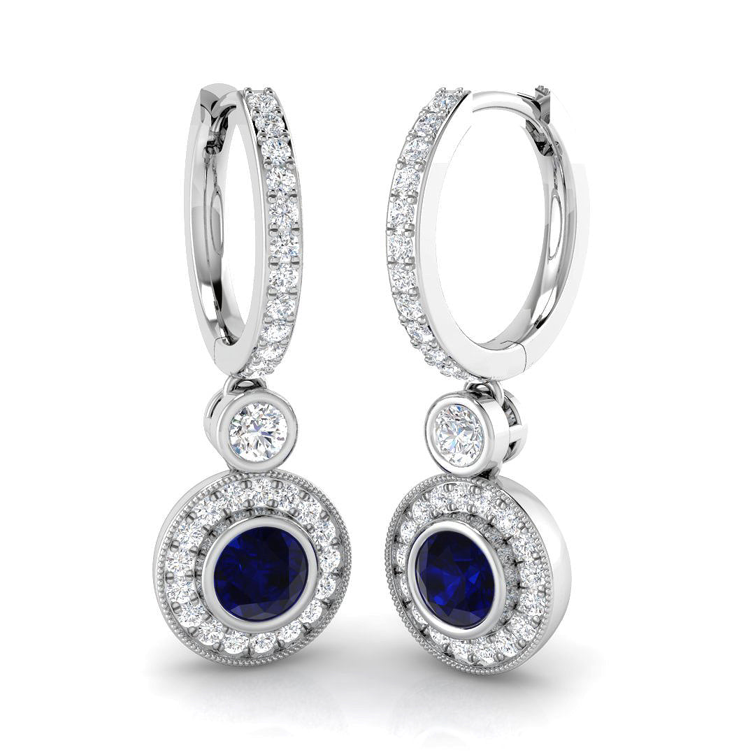 18ct White Gold 1.50ct Blue Sapphire Earrings