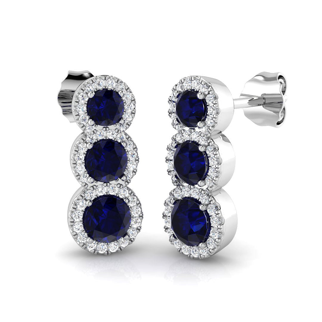 18ct White Gold 1.67ct Blue Sapphire Earrings
