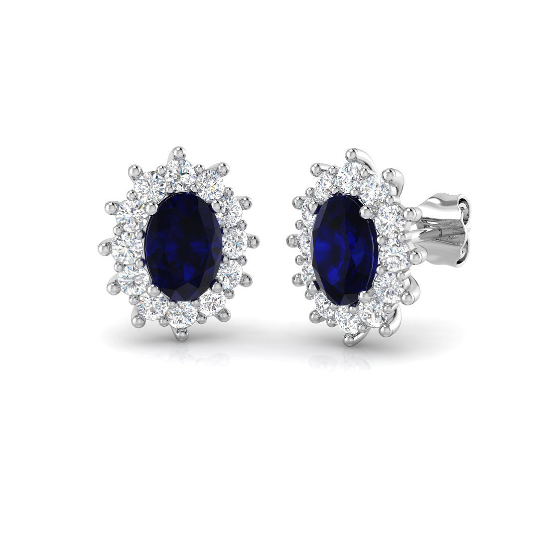 18ct White Gold 2.58ct Blue Sapphire Earrings