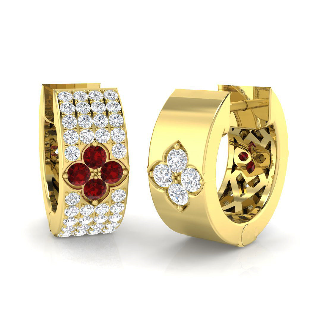 9ct Yellow Gold 0.71ct Ruby Earrings