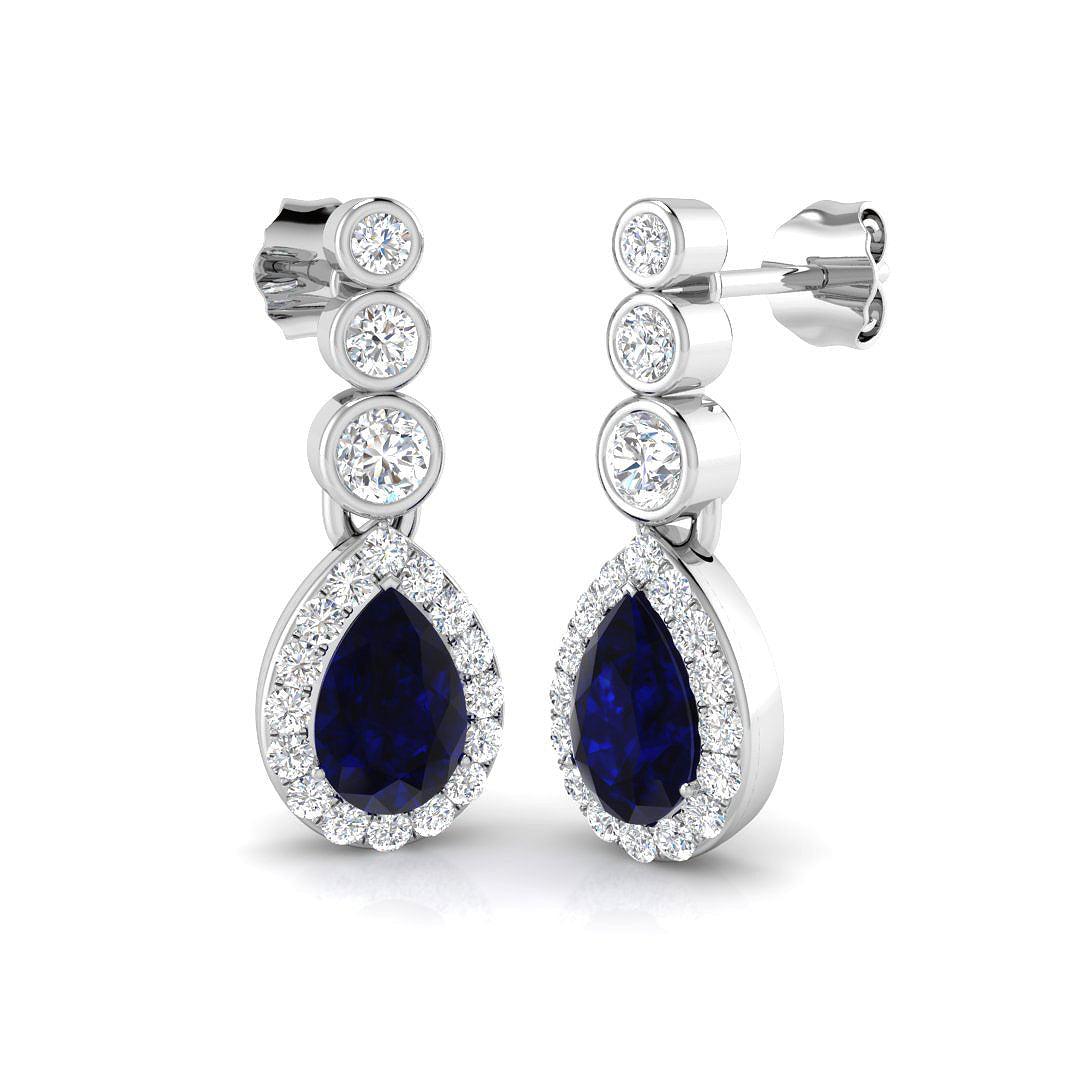 18ct White Gold 2.60ct Blue Sapphire Earrings