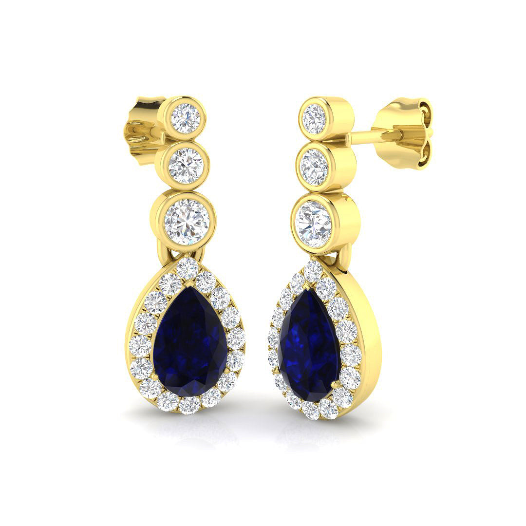 18ct Yellow Gold 2.60ct Blue Sapphire Earrings