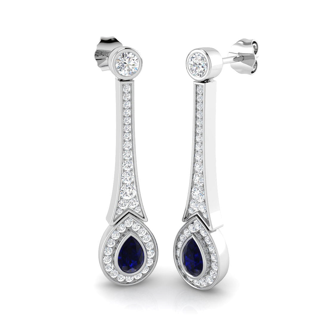18ct White Gold 1.80ct Blue Sapphire Earrings