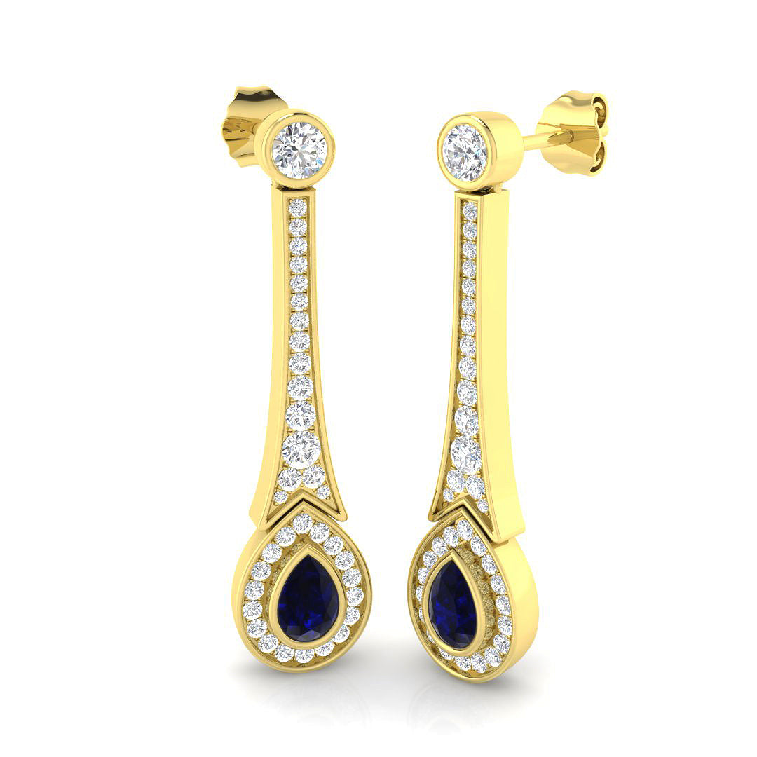 18ct Yellow Gold 1.80ct Blue Sapphire Earrings