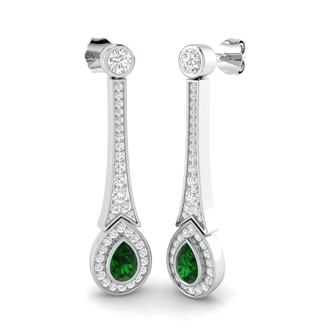 18ct White Gold 1.47ct Emerald Earrings