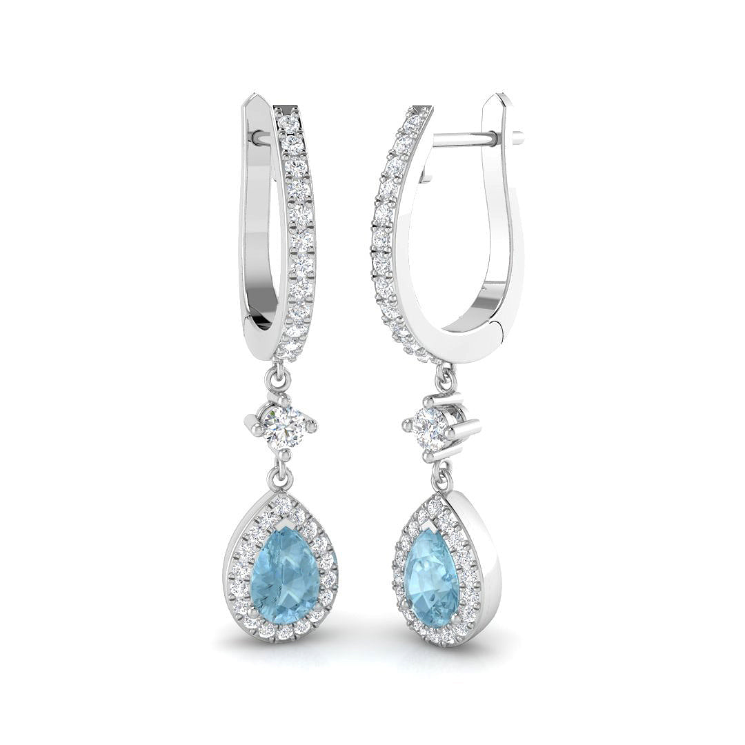 18ct White Gold 1.01ct Aquamarine Earrings