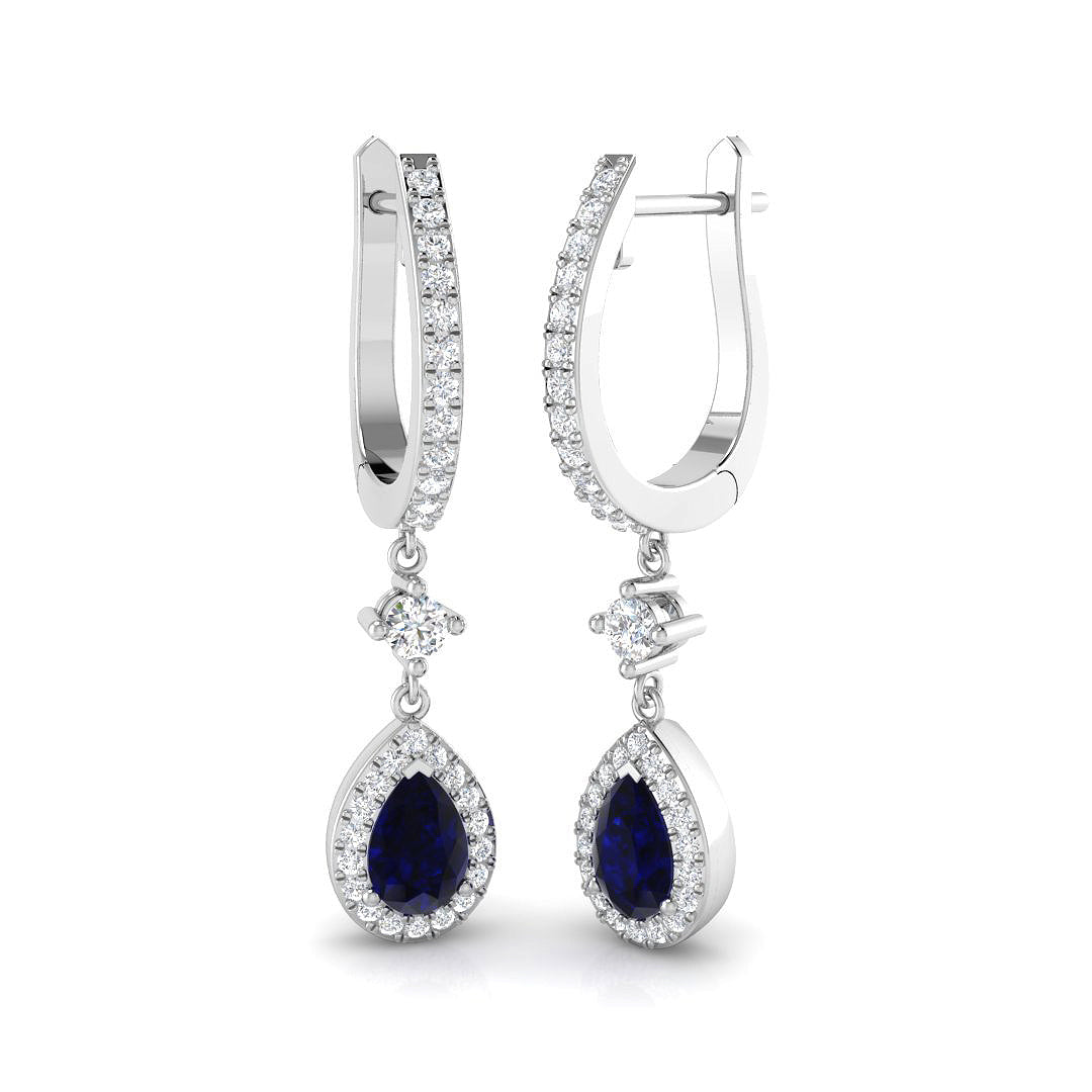 18ct White Gold 1.85ct Blue Sapphire Earrings