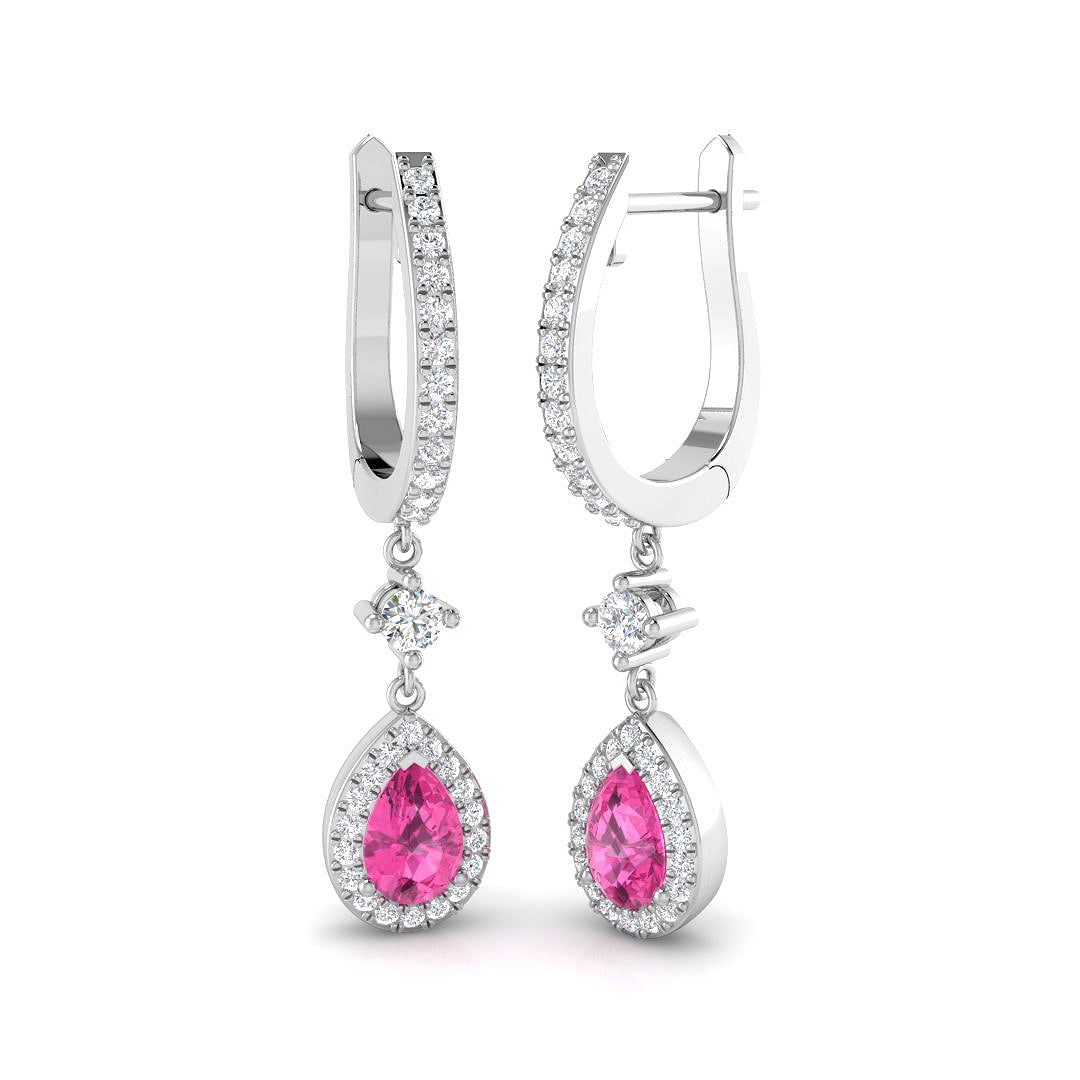 18ct White Gold 1.41ct Pink Sapphire Earrings