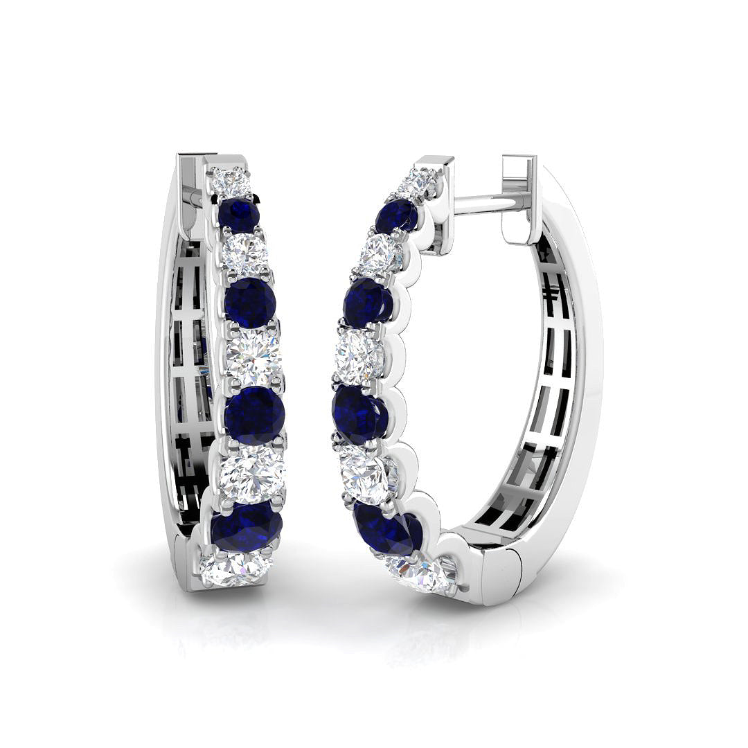18ct White Gold 0.98ct Blue Sapphire Earrings