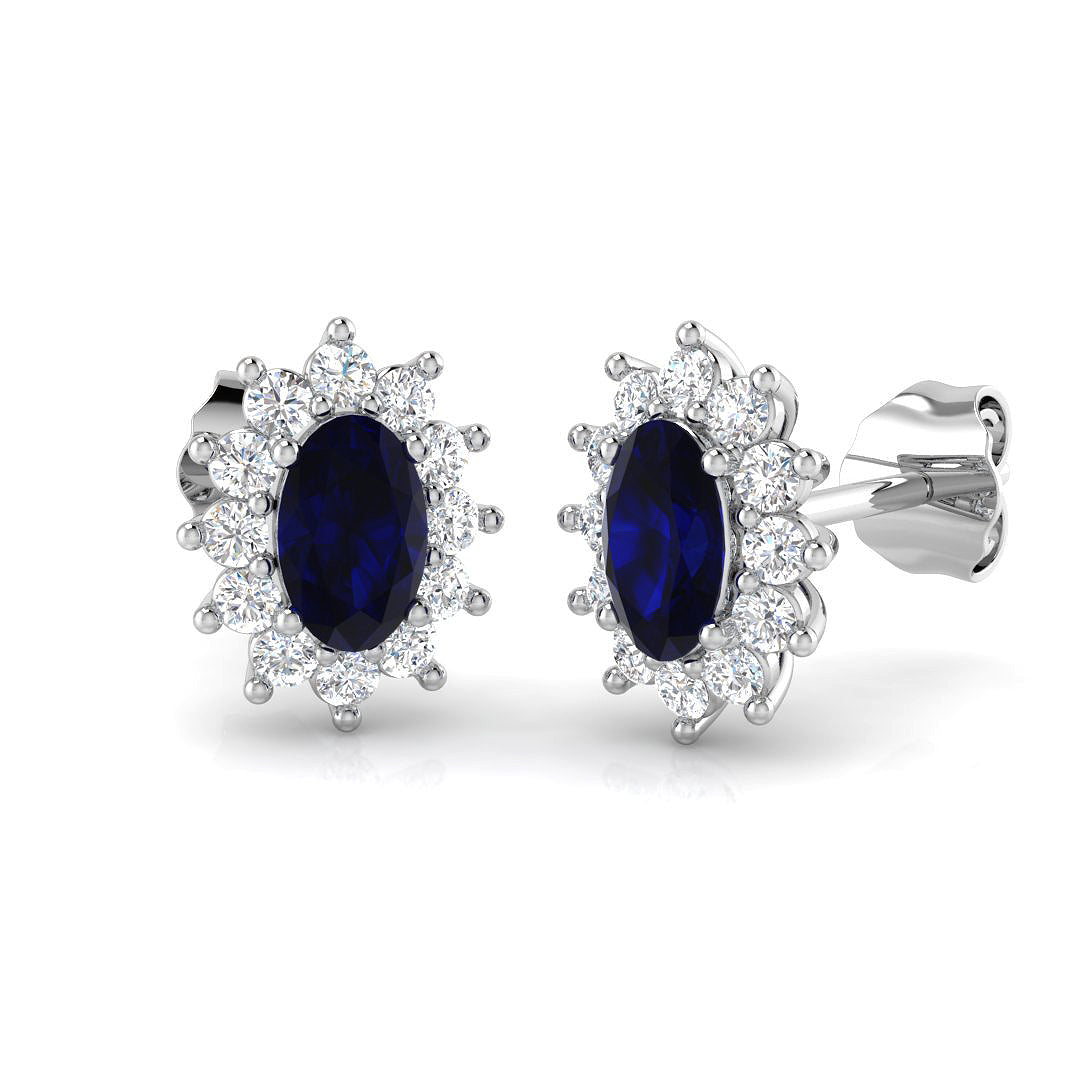 9ct White Gold 1.19ct Blue Sapphire Earrings