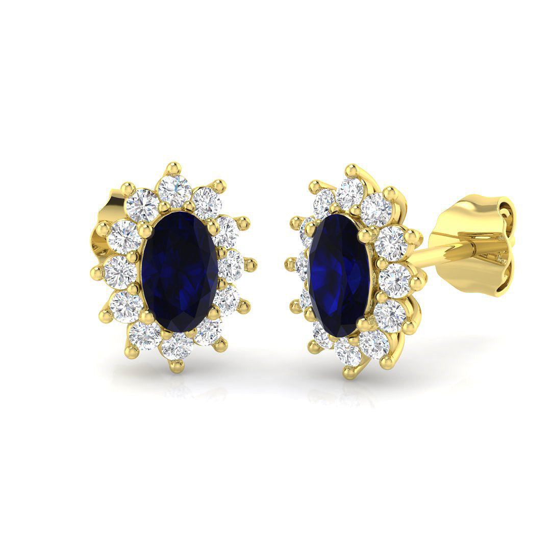 9ct Yellow Gold 1.19ct Blue Sapphire Earrings
