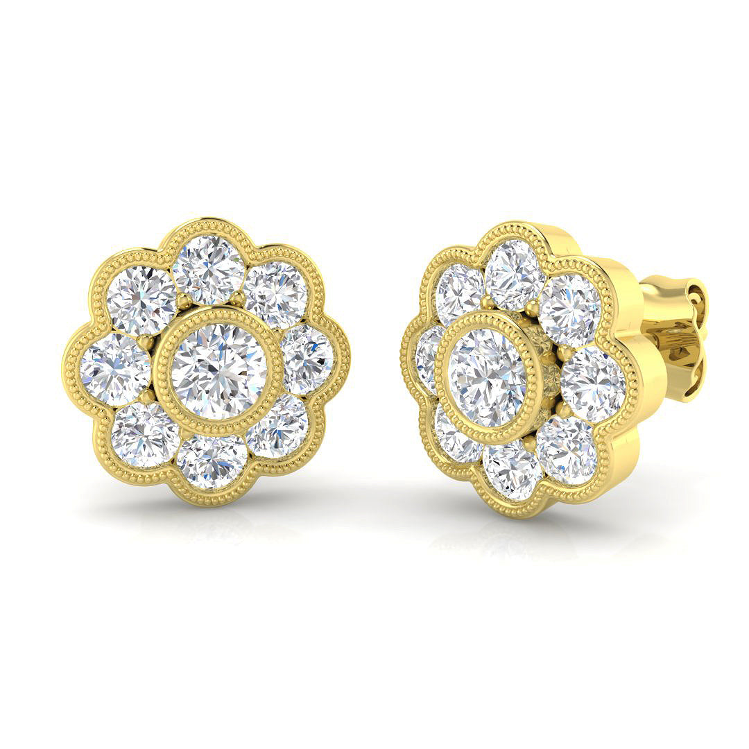 9ct Yellow Gold 1.57ct G I1 Diamond Earrings