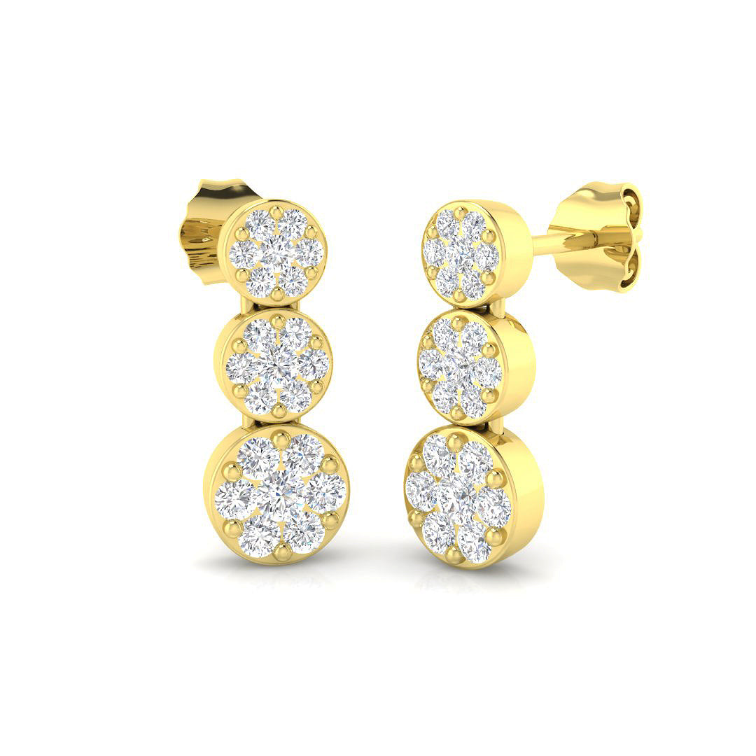 9ct Yellow Gold 0.75ct G I1 Diamond Earrings