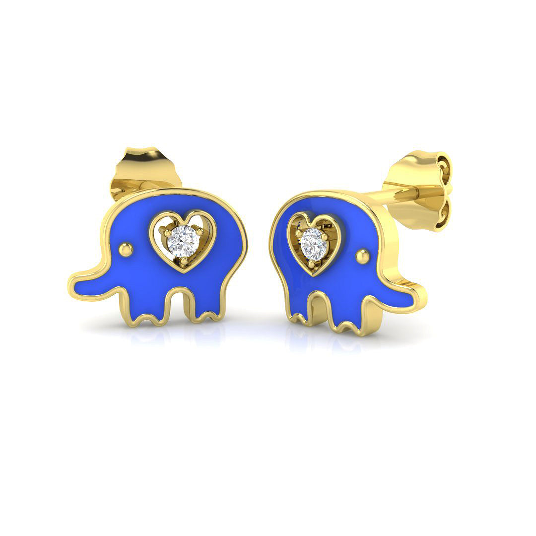 9ct Yellow Gold 0.19ct Enamel Earrings